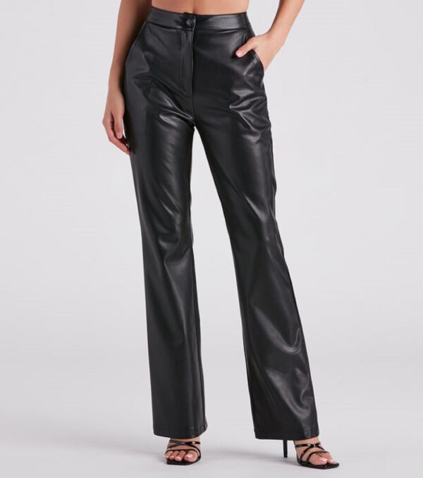 Women Black Leather Pants - Real Sheep Leather Ladies Casual Pants - Image 4