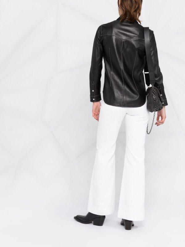 Ladies Black Leather Full Sleve Shirt - Real Sheep Skin - Image 2