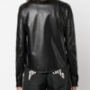 Women's Black Leather Biker Shirt - Real Sheep Skin - Image 3