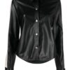 Women's Black Leather Biker Shirt - Real Sheep Skin - Image 2