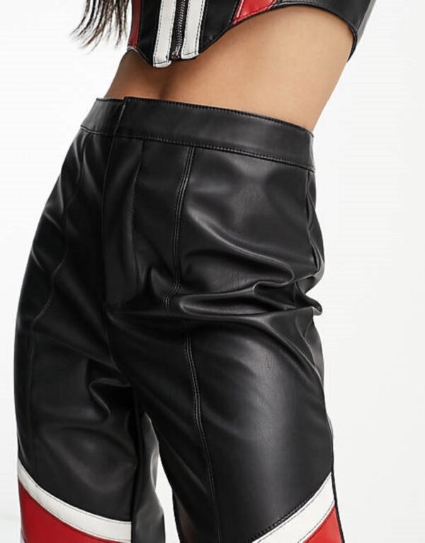 Women Black Leather Pants - Real Sheep Leather Ladies Biker Pants - Image 3