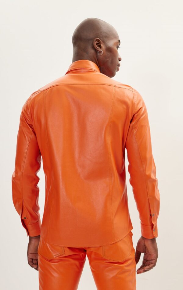 Mens Orange Leather Uniform - Real Cow Skin - Image 2