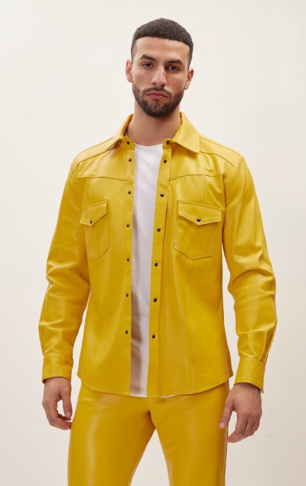 Mens Yellow Leather Uniform - Real Cow Skin