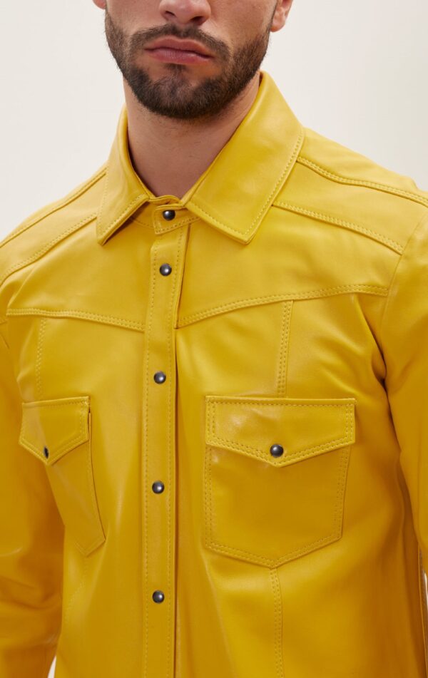 Mens Yellow Leather Uniform - Real Cow Skin - Image 4