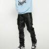 Mens Black Leather Cargo Trouser - Real Sheep Skin