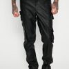 Mens Black Leather Cargo Trouser - Real Sheep Skin - Image 4