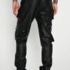 Mens Black Leather Cargo Trouser - Real Sheep Skin - Image 3