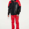 Mens Red Leather Cargo Trouser - Real Cow Skin - Image 3