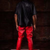 Mens Red Leather Cargo Trouser - Real Cow Skin - Image 2