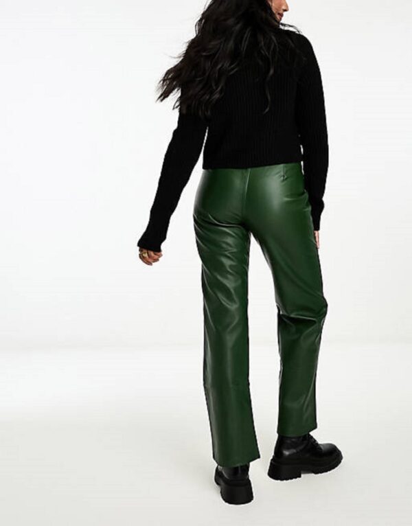 Womens Green Leather Pants - Real Cow Skin - Image 2