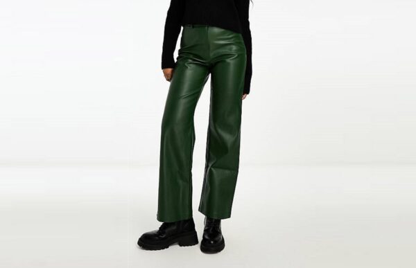 Womens Green Leather Pants - Real Cow Skin - Image 3