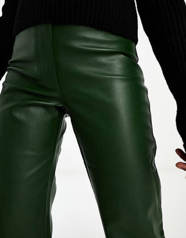 Womens Green Leather Pants - Real Cow Skin - Image 4