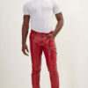 Mens Red Leather Motorcycle Pants - Real Cow Skin