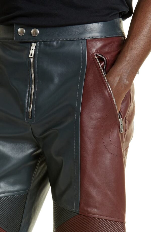 Mens Two Shade Leather Quilted Motorcycle Pants - Real Cow Skin - Image 3