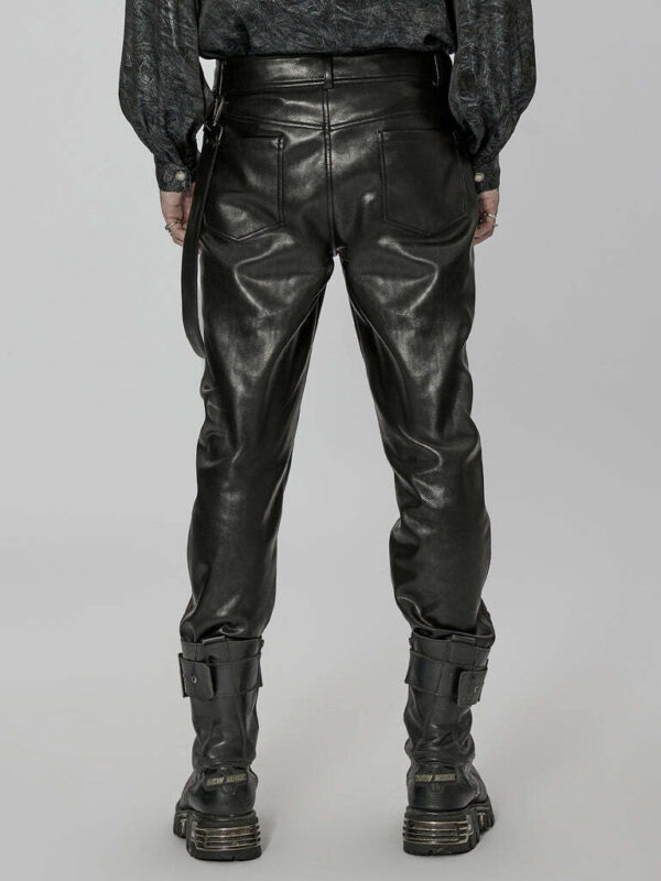 Mens Black Leather Steampunk Pants - Real Sheep Skin - Image 3