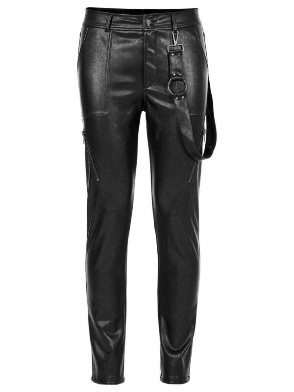 Mens Black Leather Steampunk Pants - Real Sheep Skin - Image 4