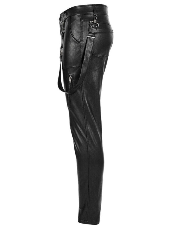 Mens Black Leather Steampunk Pants - Real Sheep Skin - Image 5