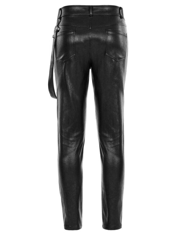 Mens Black Leather Steampunk Pants - Real Sheep Skin - Image 6