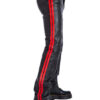 Mens Black Leather Red Stripes Biker Trouser - Real Sheep Skin - Image 3