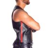 Mens Black Leather Motorcycle Vest - Real Cow Skin - Image 6