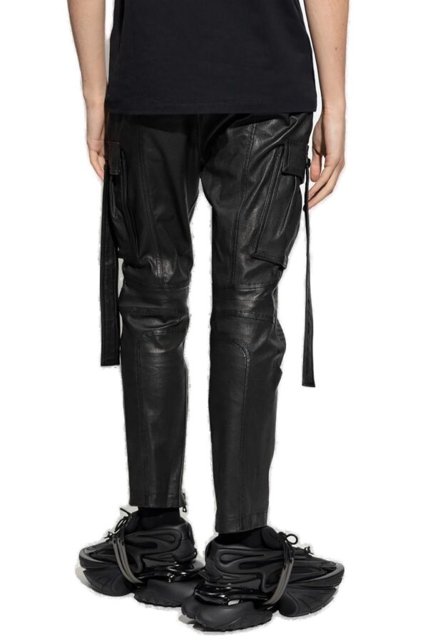 Balmain Strapped Leather Trouser - Real Sheep Skin Motorcycle Pants - Image 3